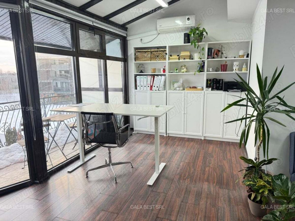 Vilă tip duplex pentru birouri | 8 camere, curte, 4 parcări | Băneasa–Sisești