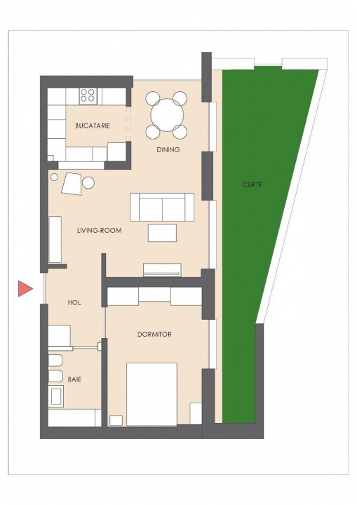 Apartament de 2 camere cu gradina | Centrala proprie | Unirii