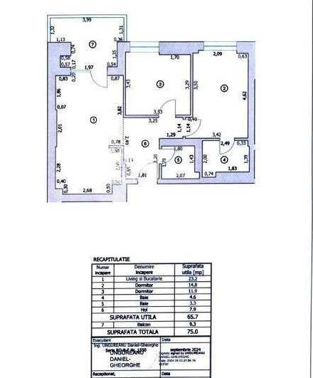 Aparatamen 3 camere | 68 mp + terasă 9 mp | Etaj 1/10 | Parcare inclusă